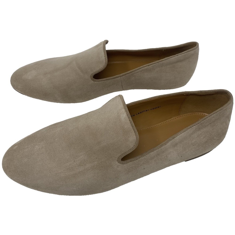 J.Crew Womens Sz 9 Darby Suede Leather Smoking Loafers Flats Shoes Beige Slip-on